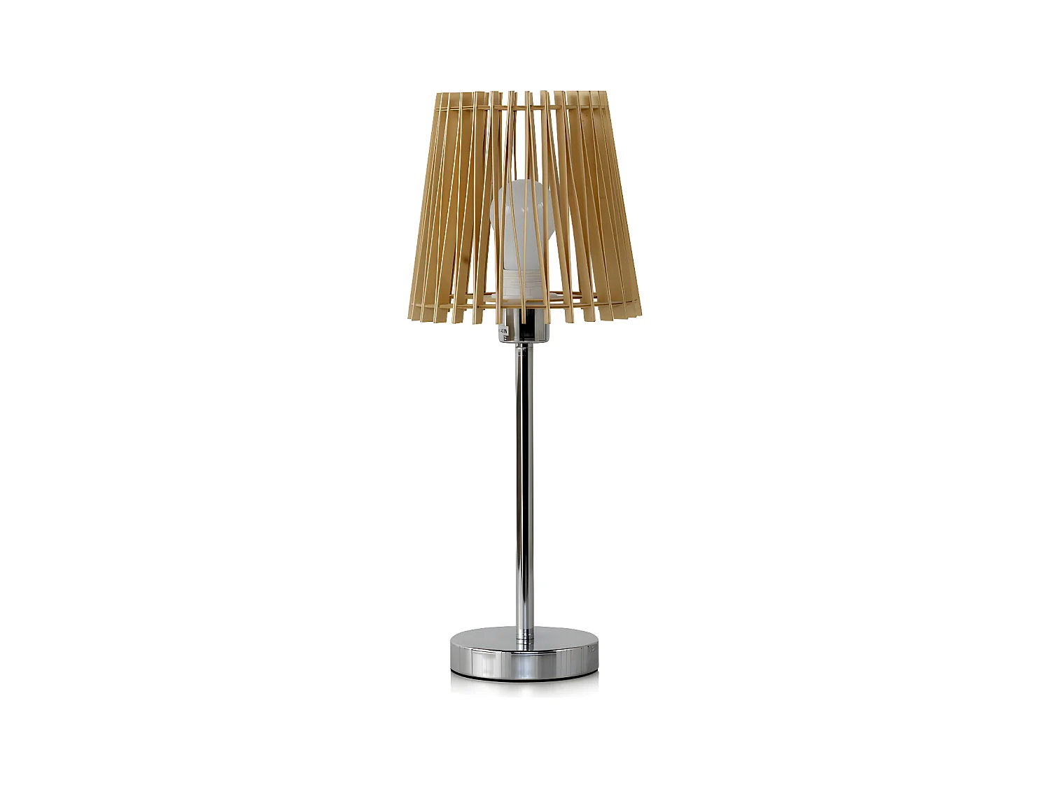 Lampe de table en bois et base en métal