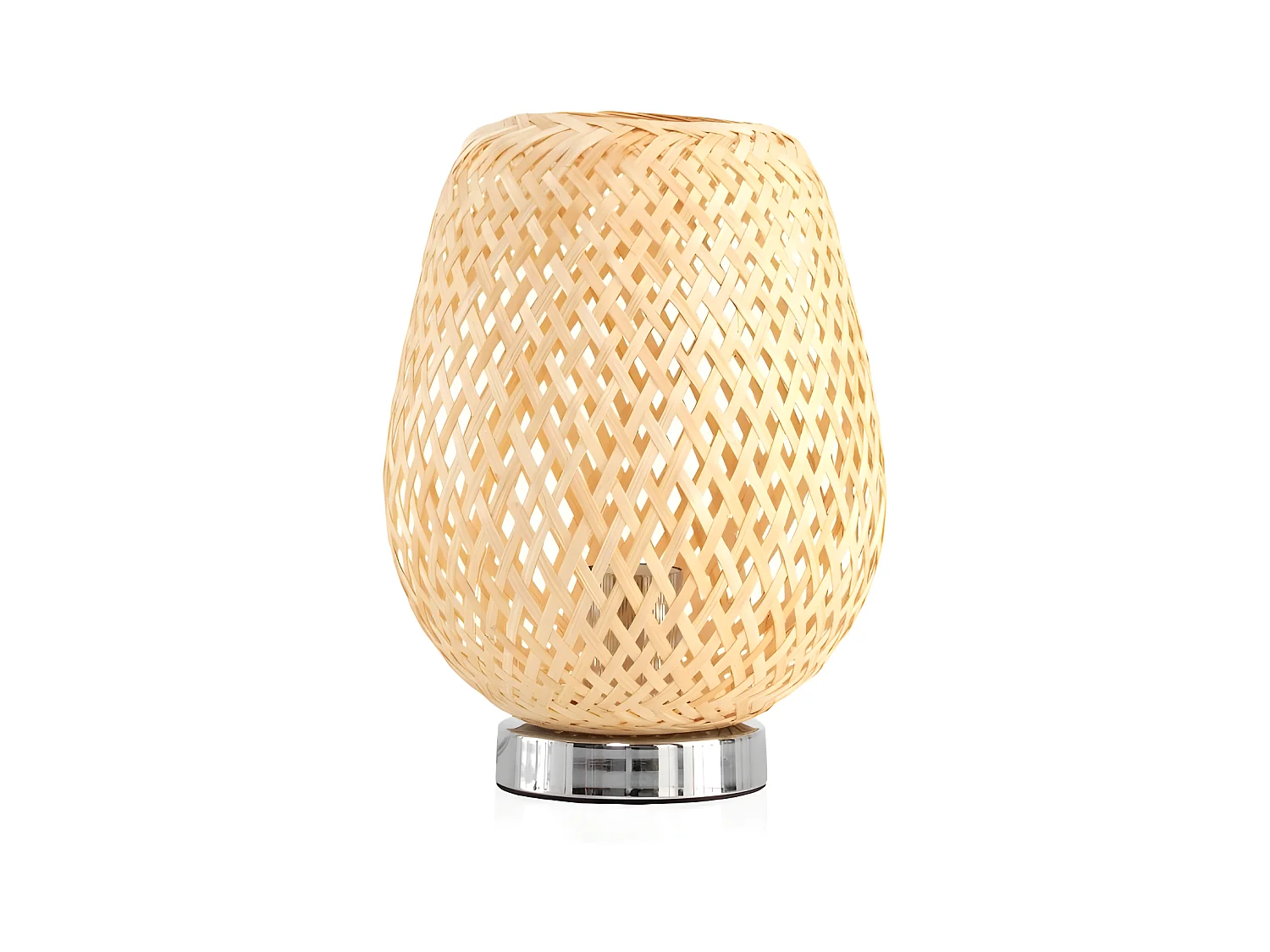 Lampe à poser en fibres naturelles et base métallique