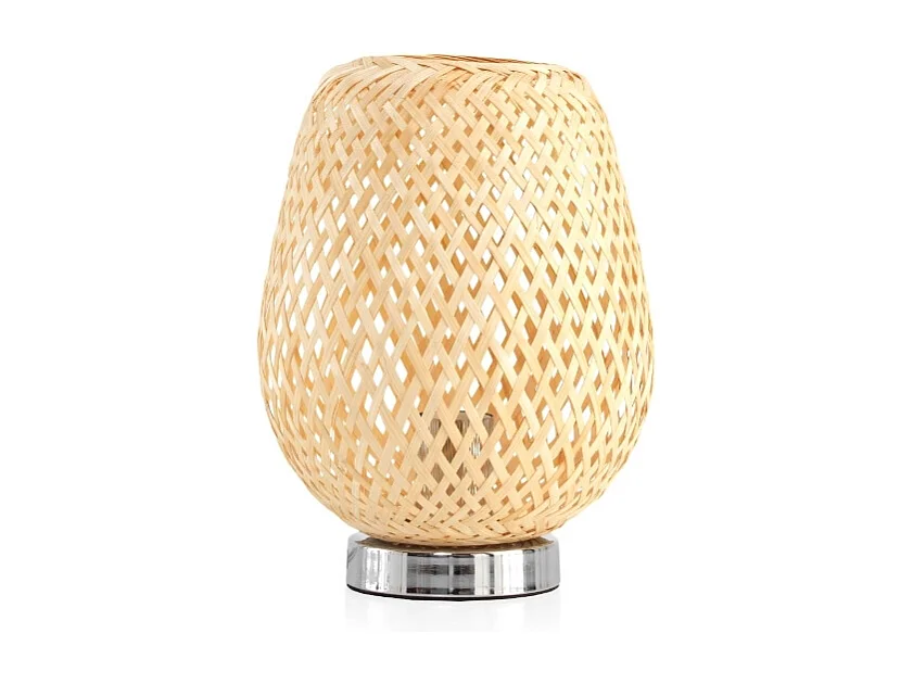 Lampe de table en fibres naturelles et base métallique