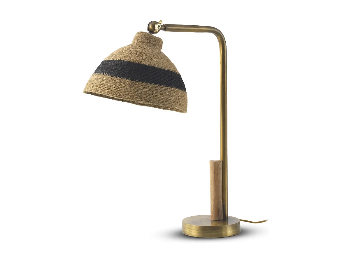 Lampe de table avec abat-jour en fibre naturelle tressée