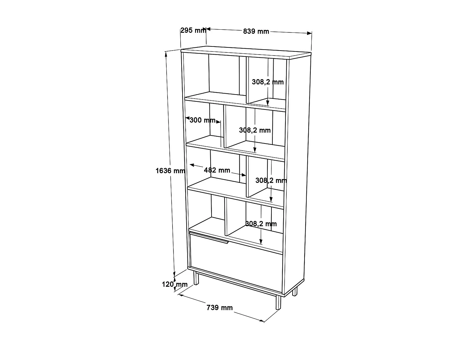 Vitrinenschrank OCEAN SC84 1D 84x30x176 Weiß