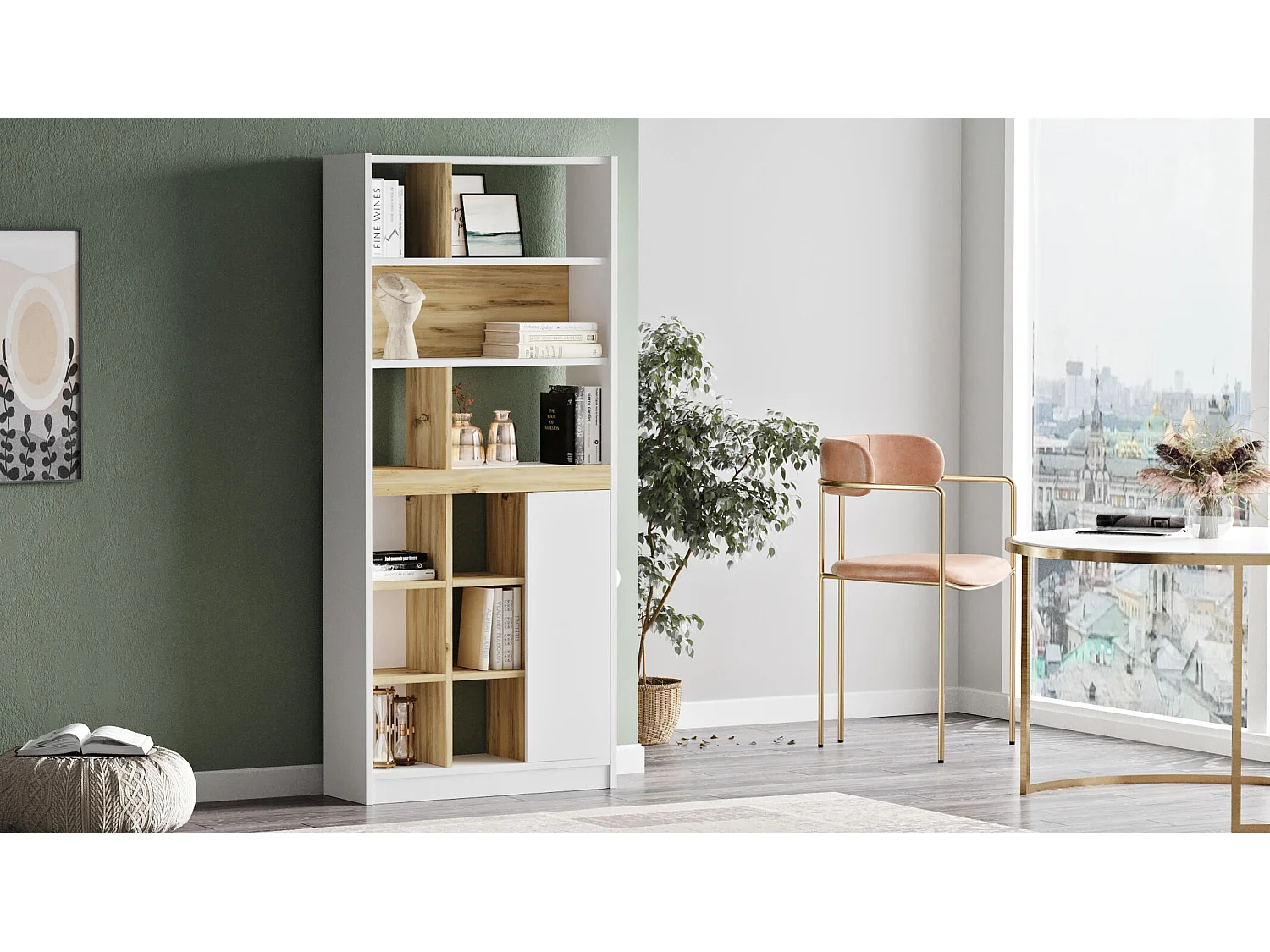 Vitrina LUVIO SC76 1D 76x25x170 Blanco