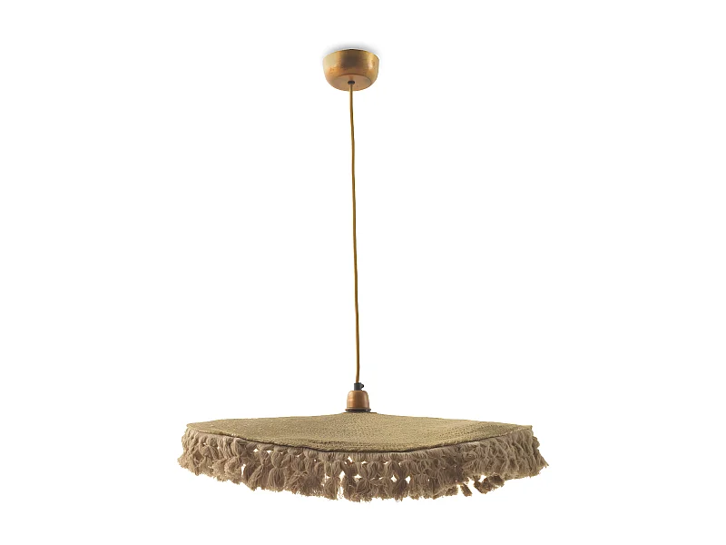 Candeeiro de teto de fibra natural entrançada com franjas