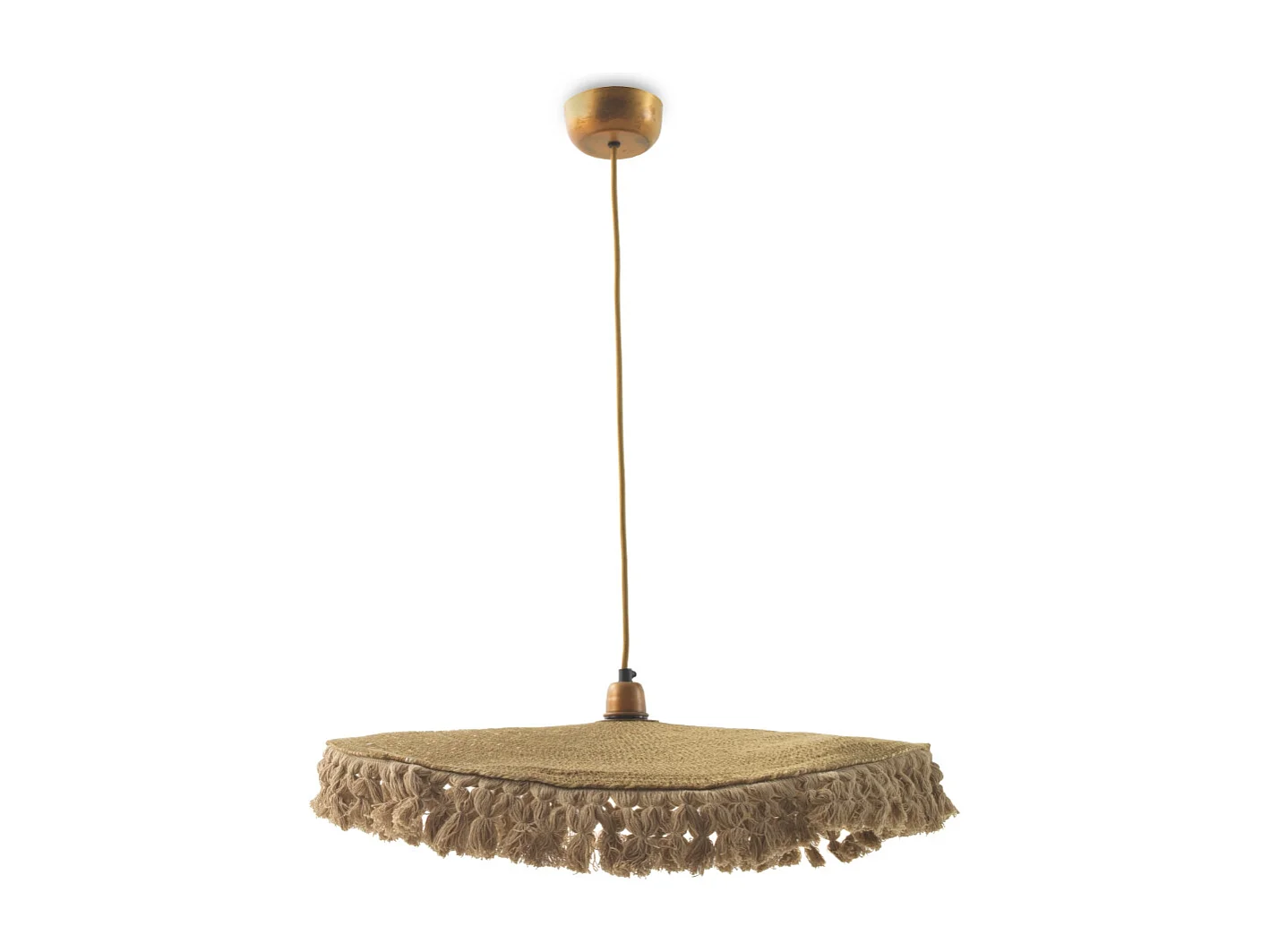 Candeeiro de teto de fibra natural entrançada com franjas