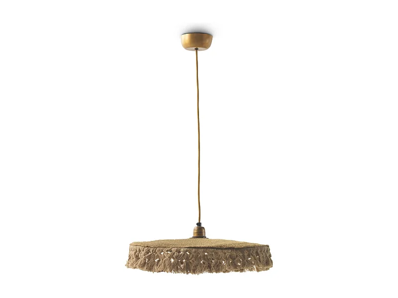 Candeeiro de teto de fibra natural entrançada com franjas