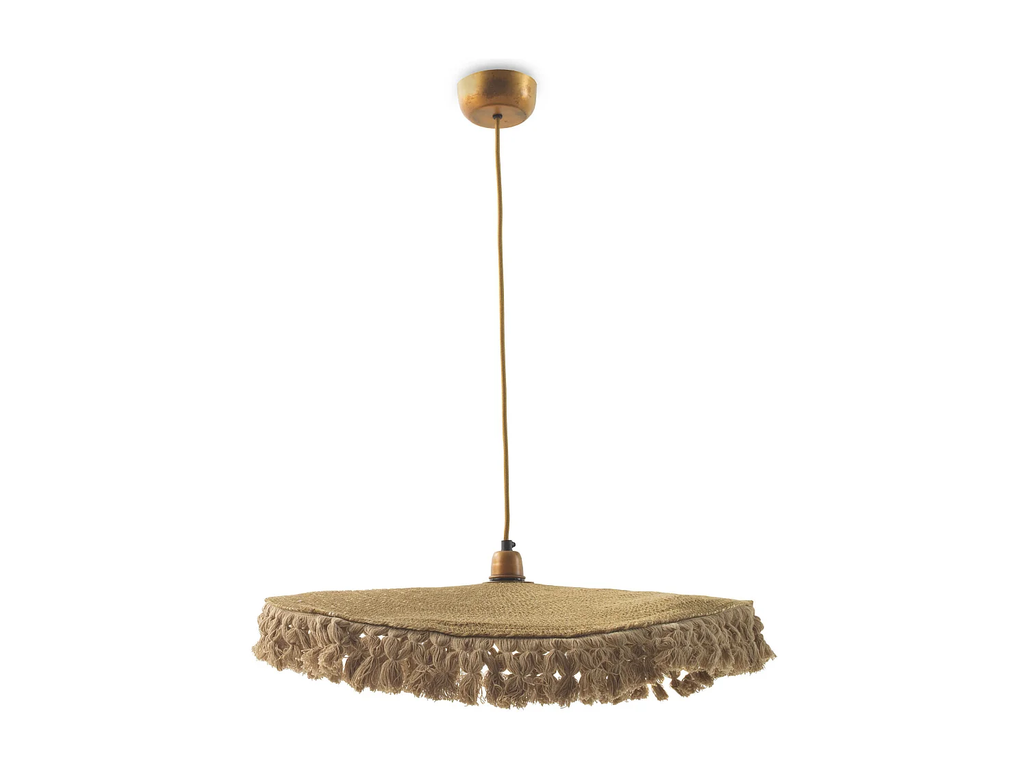 Lampada da soffitto in fibre naturali intrecciate