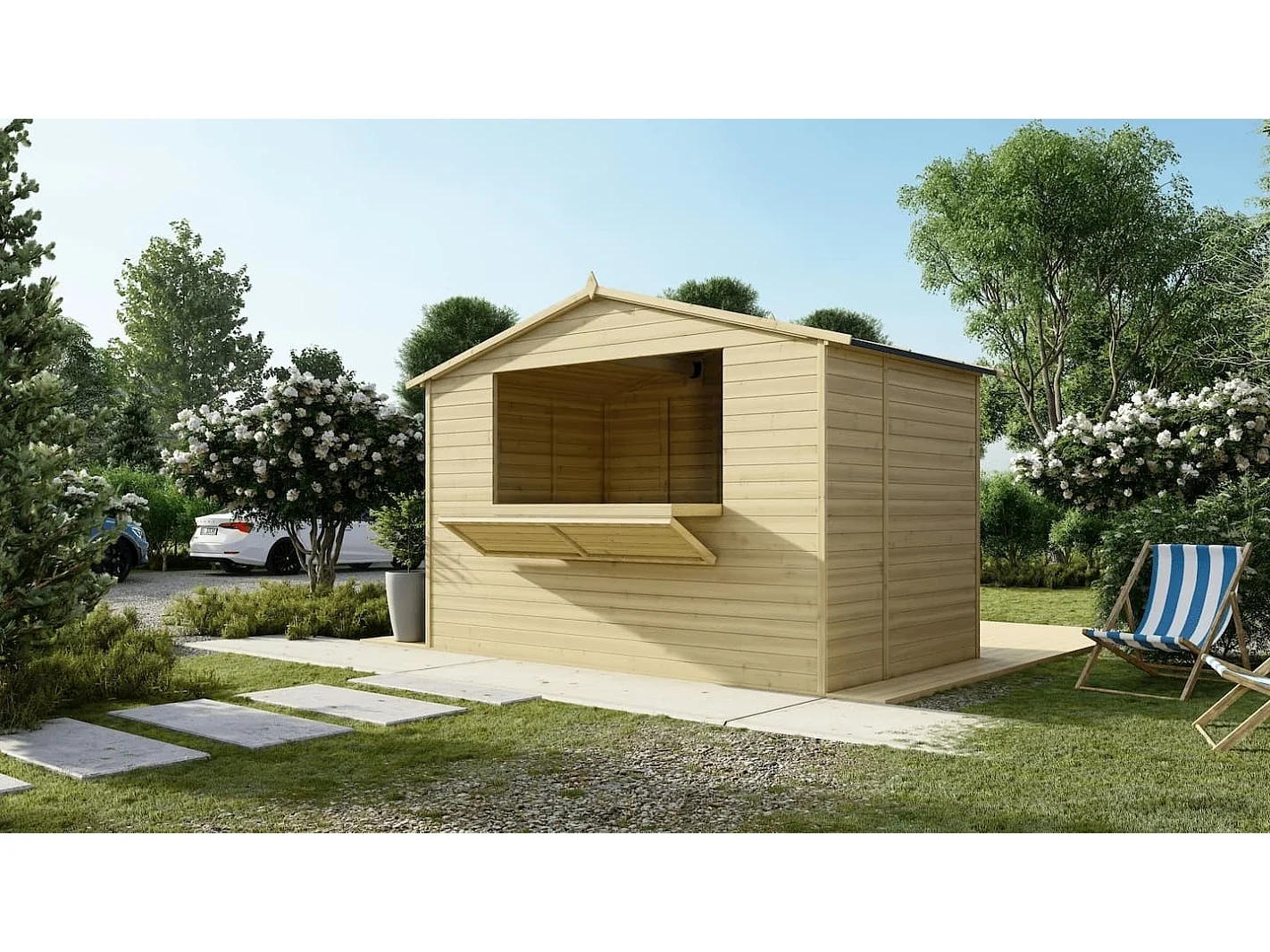 Kiosque/ stand de marché/ de vente 5.72 m2 - 3.11x1.84 m - 19 mm - DOM606 - ALTANKA