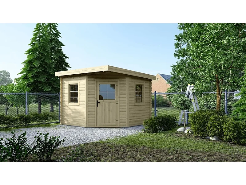 Casetta da giardino in legno - 8.00m2 - 3.00x3.00m - 28mm - colore: naturale - DOM665 - ALTANKA