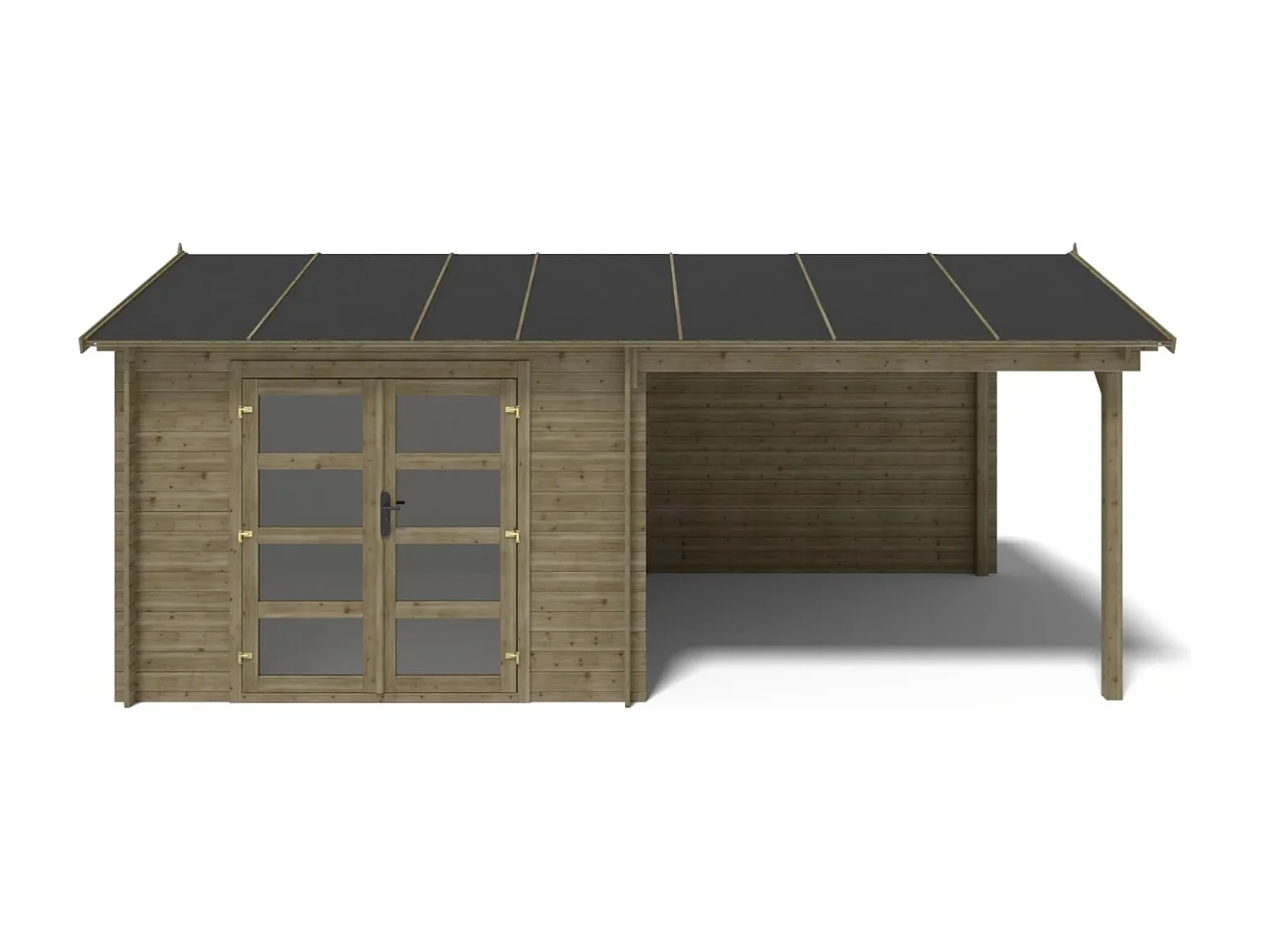 Casetta da giardino in legno - 17.40m2 - 5.79x3.00m - impregnata - 28mm - colore: verde - DOM718 - ALTANKA