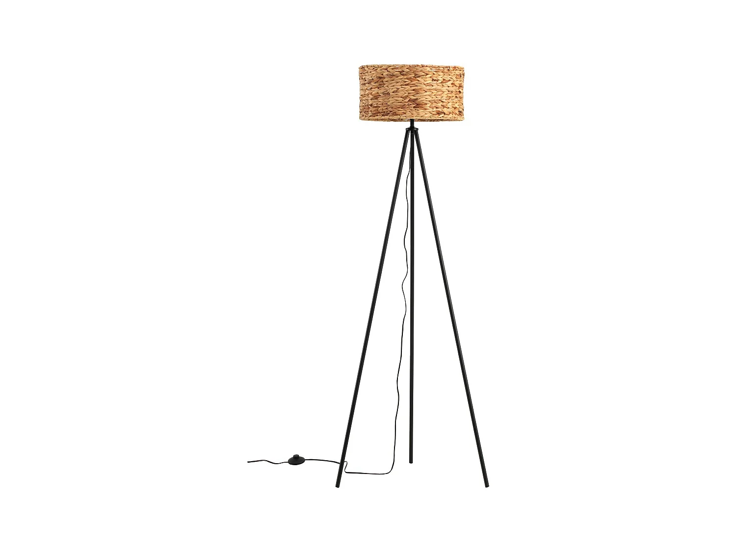 Lampadaire en fibres naturelles et base métallique