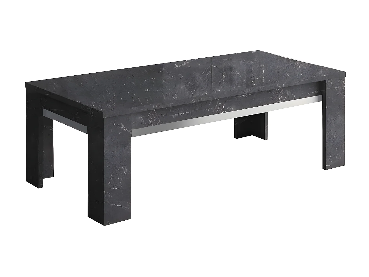 GUEDA - Ensemble Salon Effet Marbre Anthracite Meuble TV + Buffet avec Leds + Table Basse
