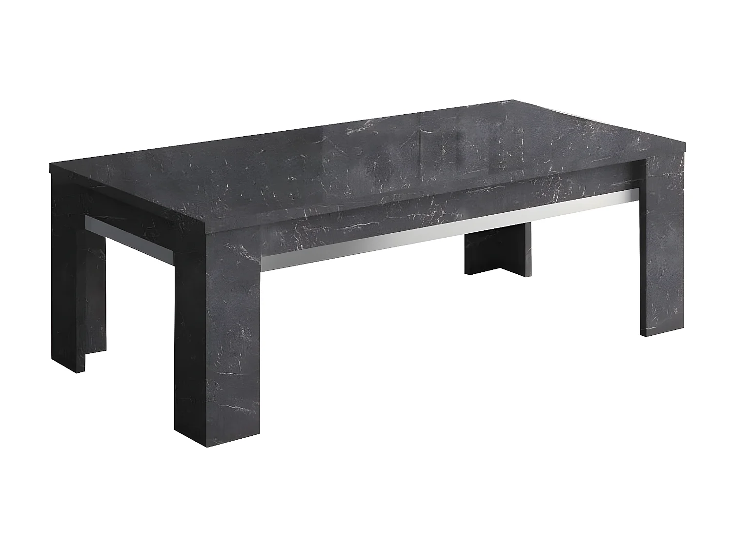 GUEDA - Ensemble Salon Effet Marbre Anthracite Meuble TV 4 Portes + Table Basse
