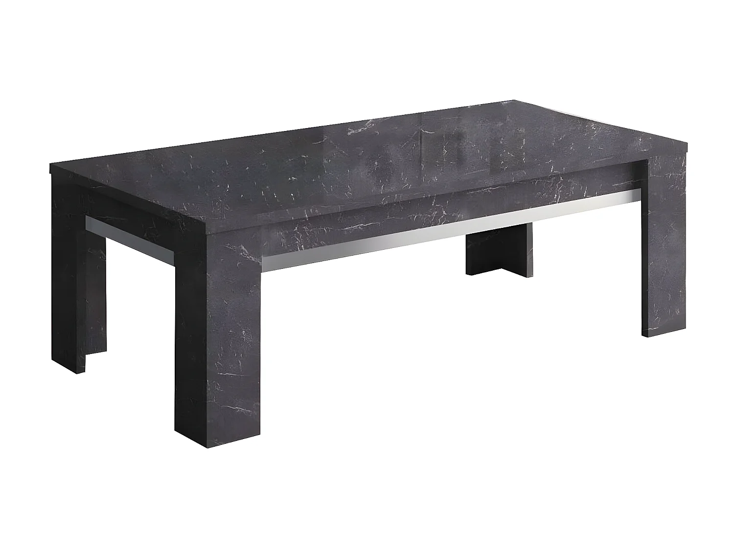 GUEDA - Ensemble Salon Effet Marbre Anthracite Meuble TV 4 Portes + Table Basse