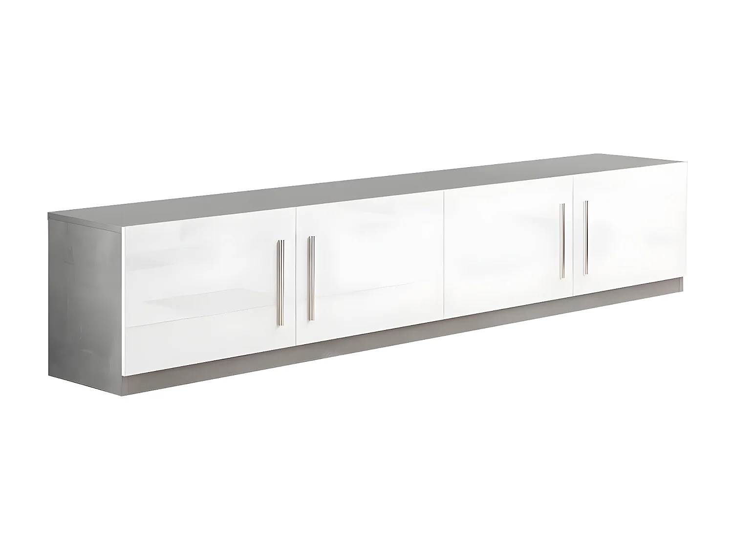 CLARK - Ensemble Salon Séjour Blanc et Marbre Meuble TV + Buffet + Table 190cm