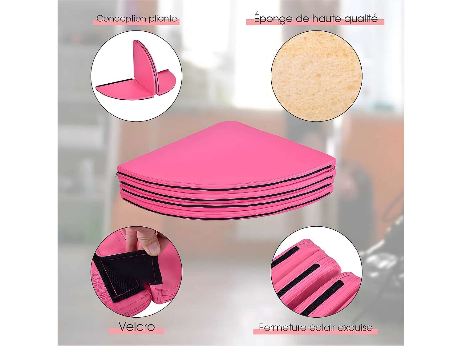 Crash Pad / Mat Tapis de Protection de Pole Dance Epaisseur 5CM,Tapis pour Dance Diamètre 150CM 4 Morceaux Pliables en EPE