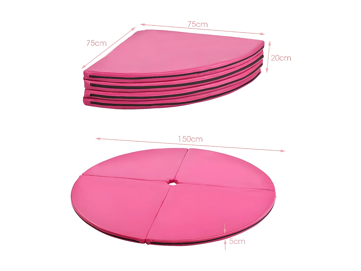 Crash Pad / Mat Tapis de Protection de Pole Dance Epaisseur 5CM,Tapis pour Dance Diamètre 150CM 4 Morceaux Pliables en EPE