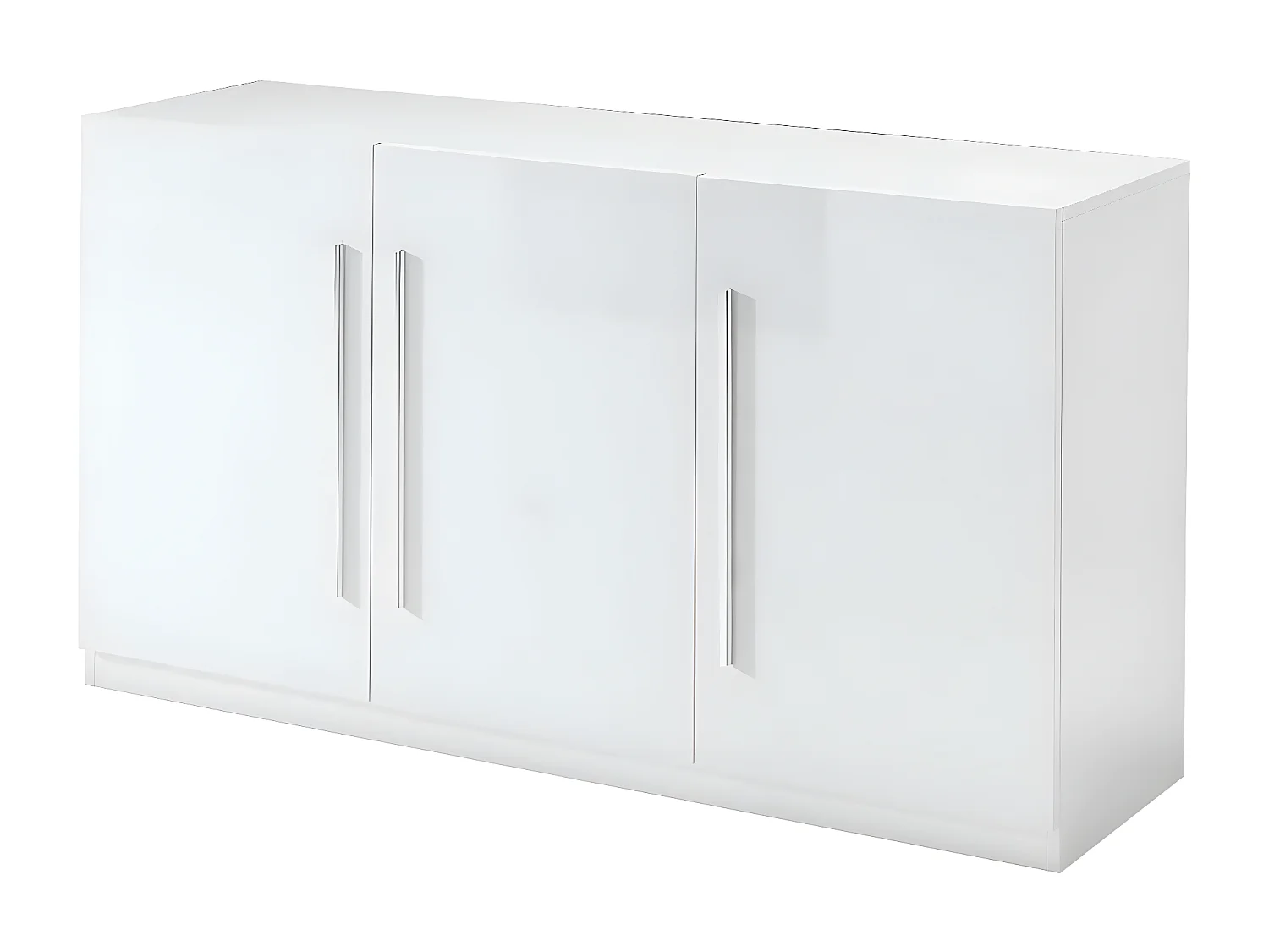 CLARK - Ensemble Séjour Laqué Blanc Table 160cm + Buffet 3 Portes