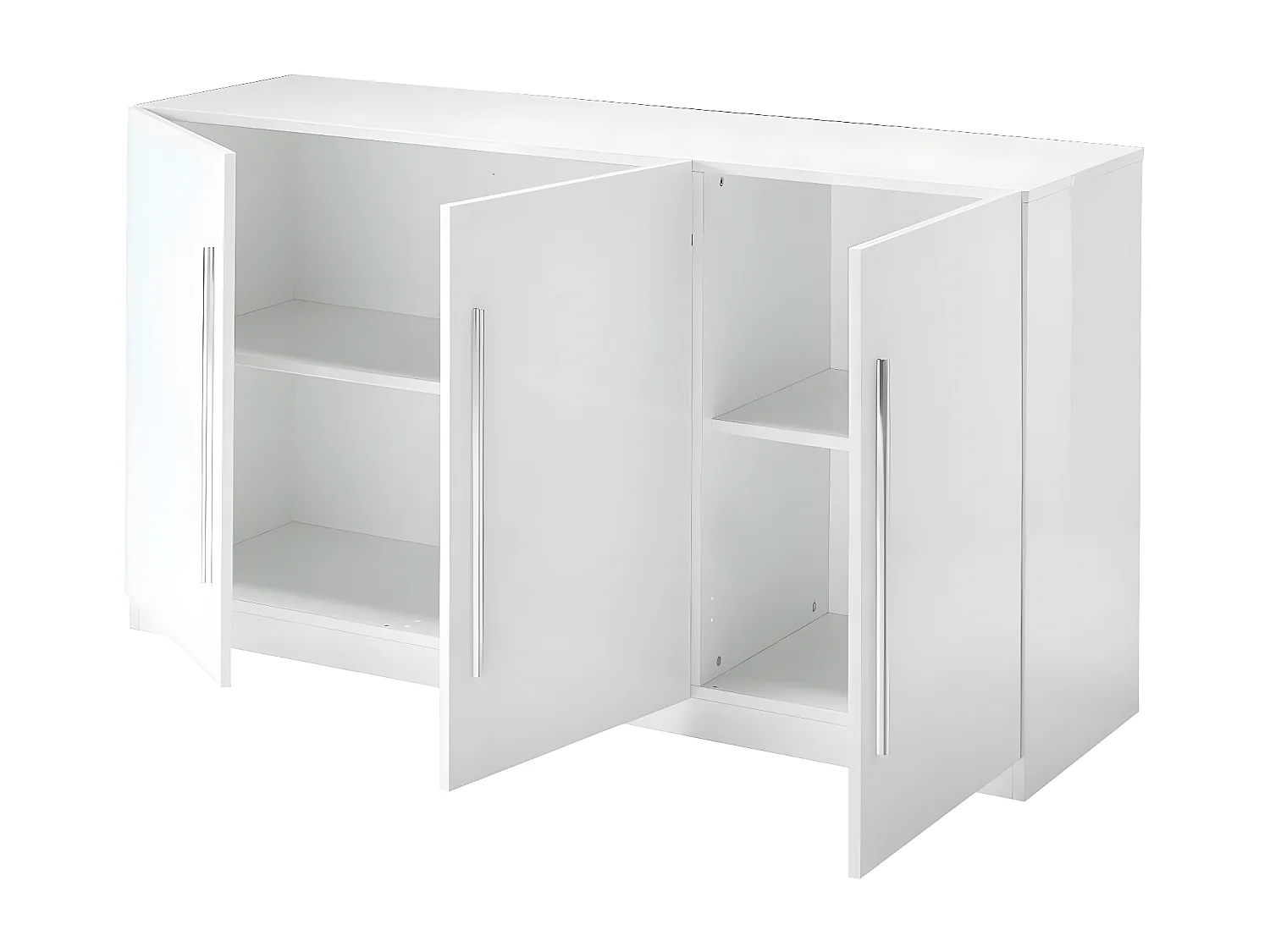 CLARK - Ensemble Séjour Laqué Blanc Table 190cm + Buffet 3 Portes