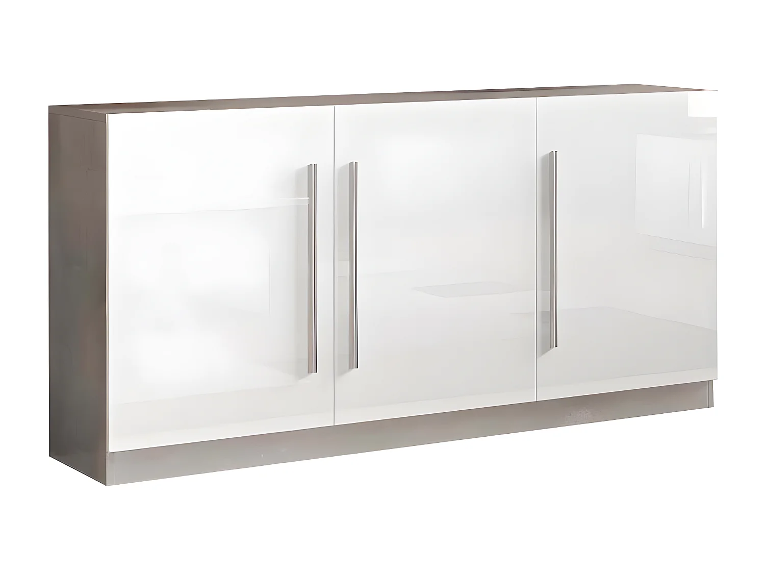 CLARK - Ensemble Séjour Blanc et Marbre Table 160cm + Buffet 3 Portes