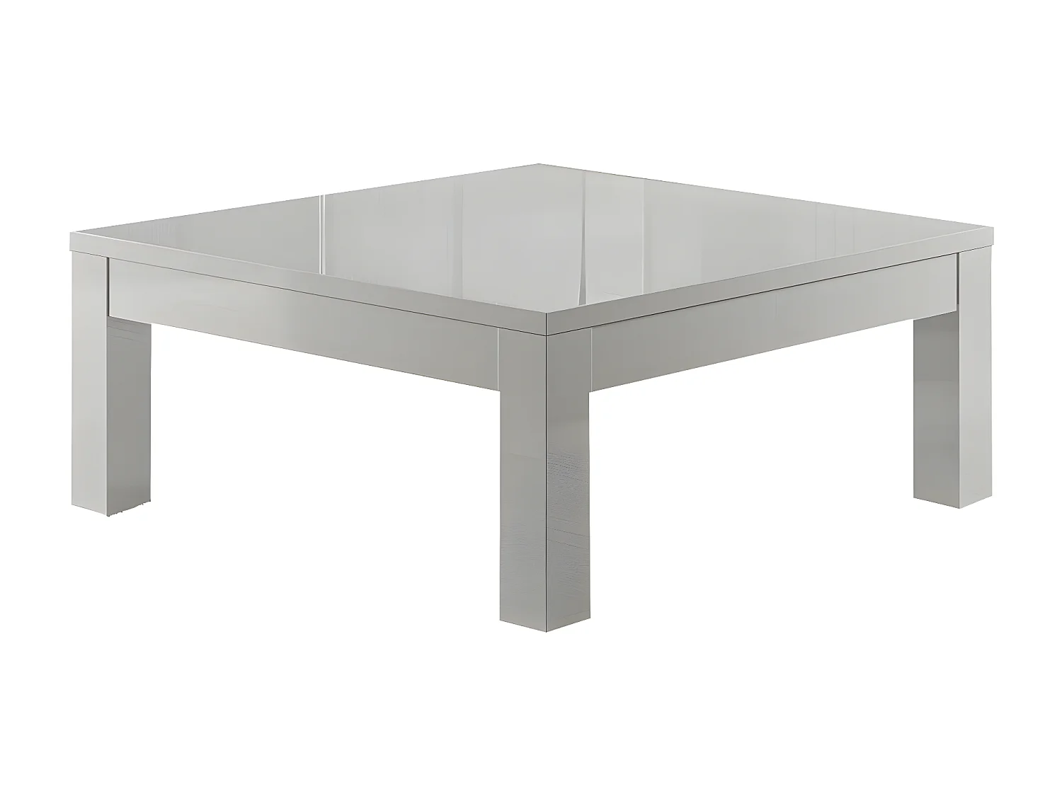 DEYTON - Ensemble Salon Laqué Blanc Meuble TV 4 Portes + Table Basse Carrée