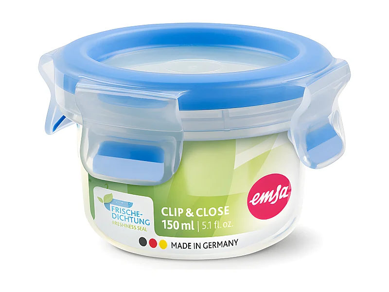 Boite ronde 0,15 L bleu clip&close