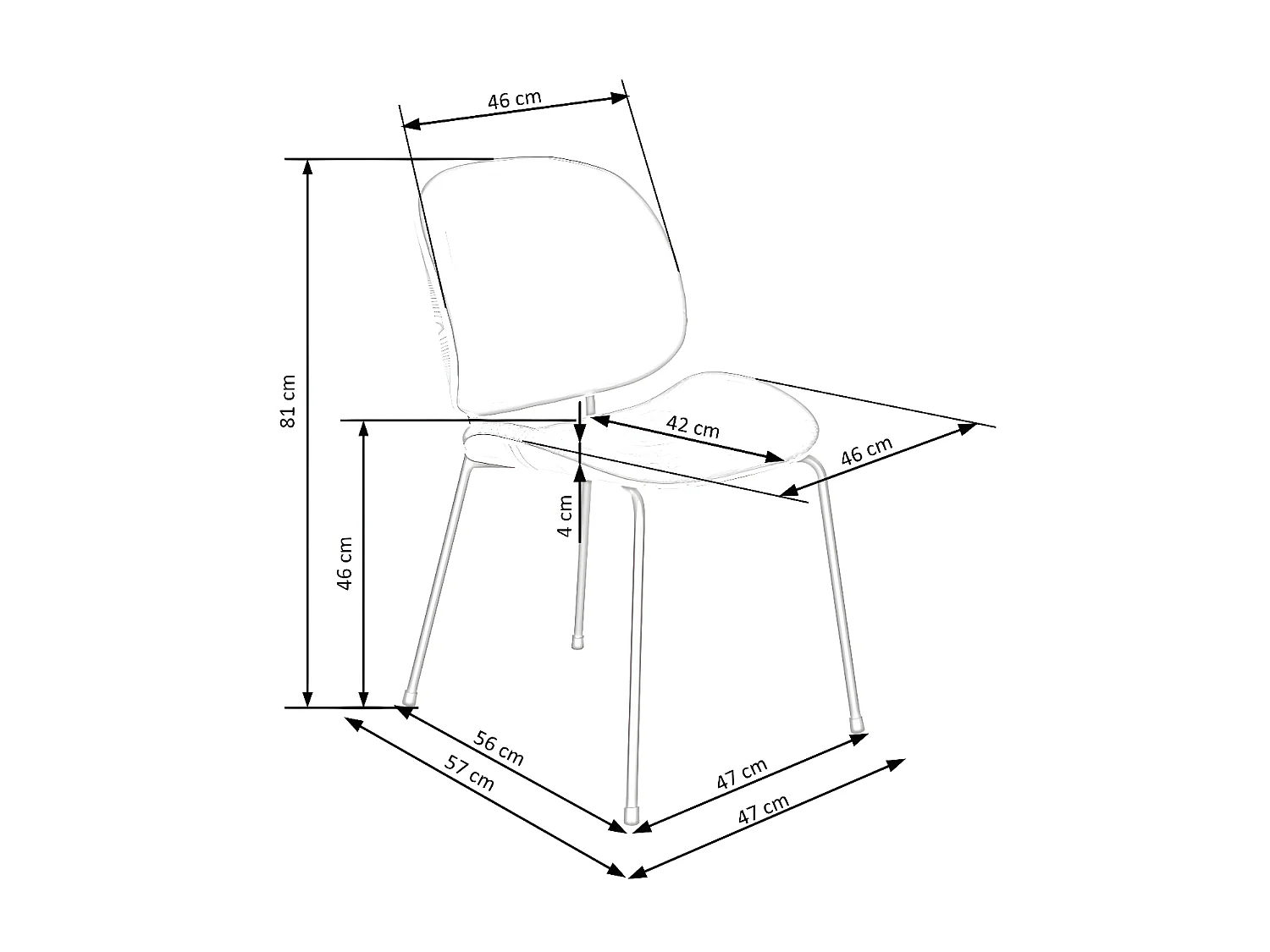 Cadeira K467/Capa em Tecido/Cinzento