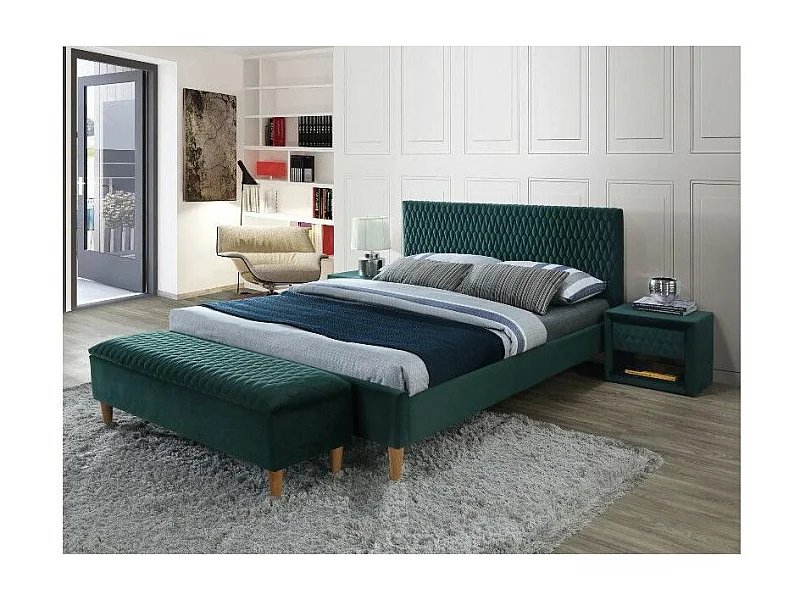 Łóżko AZURRO VELVET 160x200 zielone