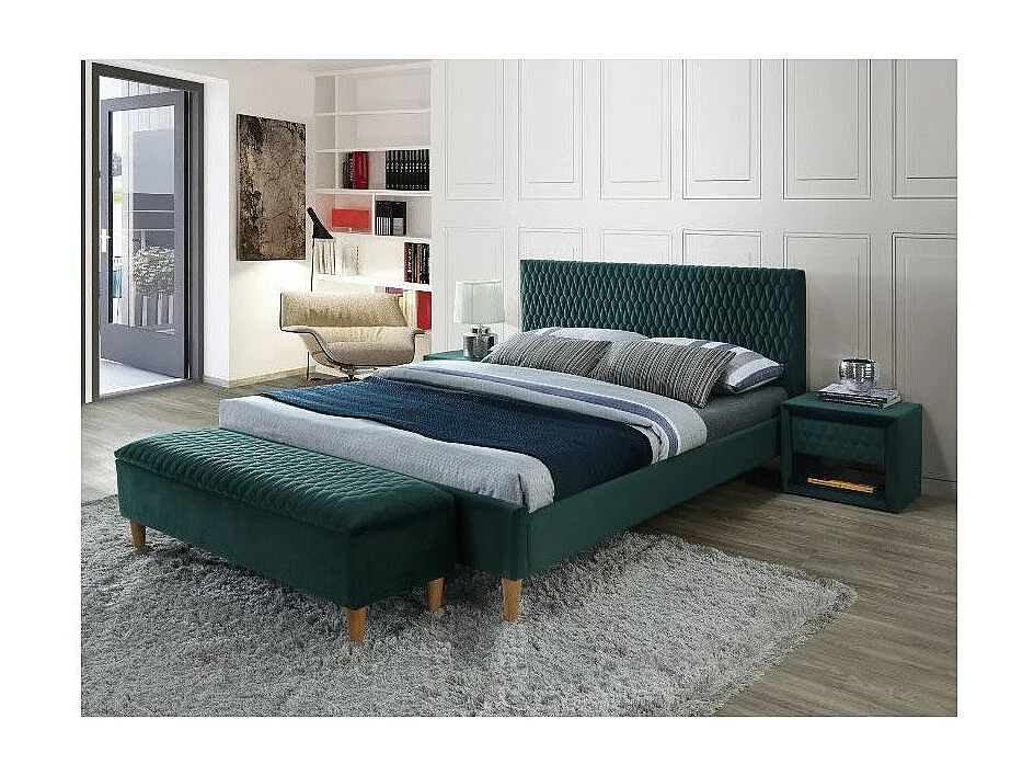 Łóżko AZURRO VELVET 160x200 zielone