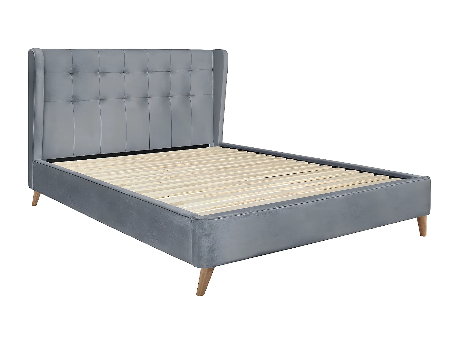 Letto Estella M (160x200)/Materasso/Tessuto/Grigio