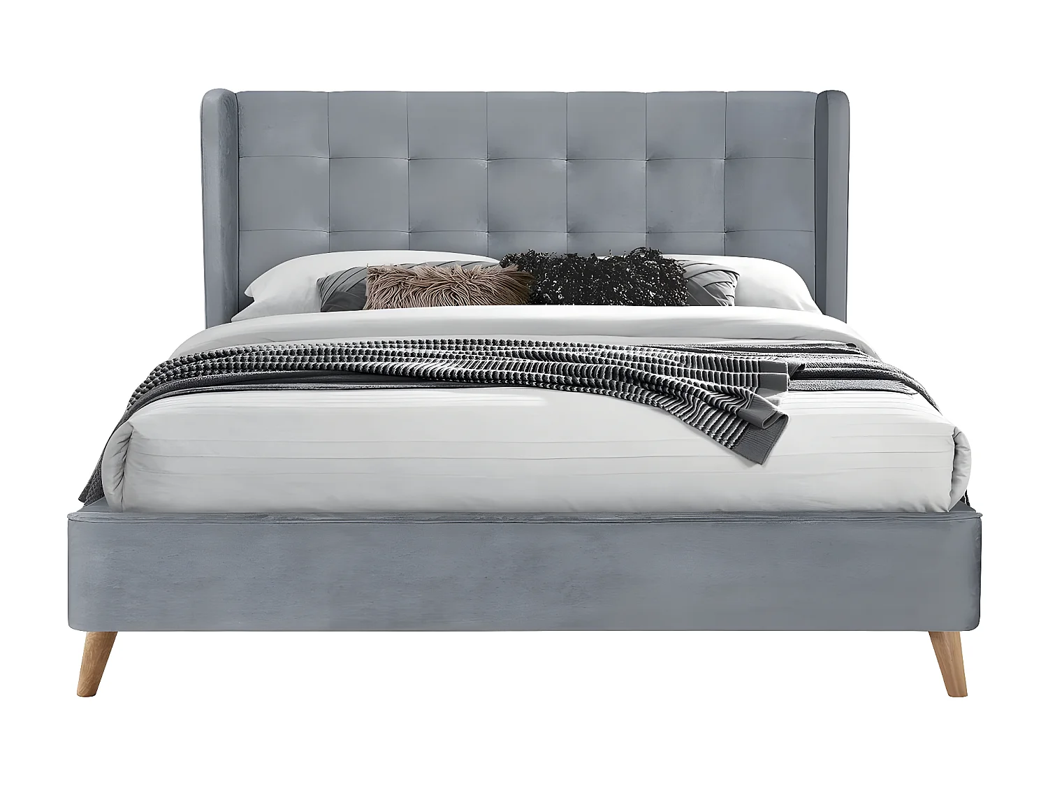 Bett Estella M (160x200)/Matratze inklusive/Stoffbezug/Grau