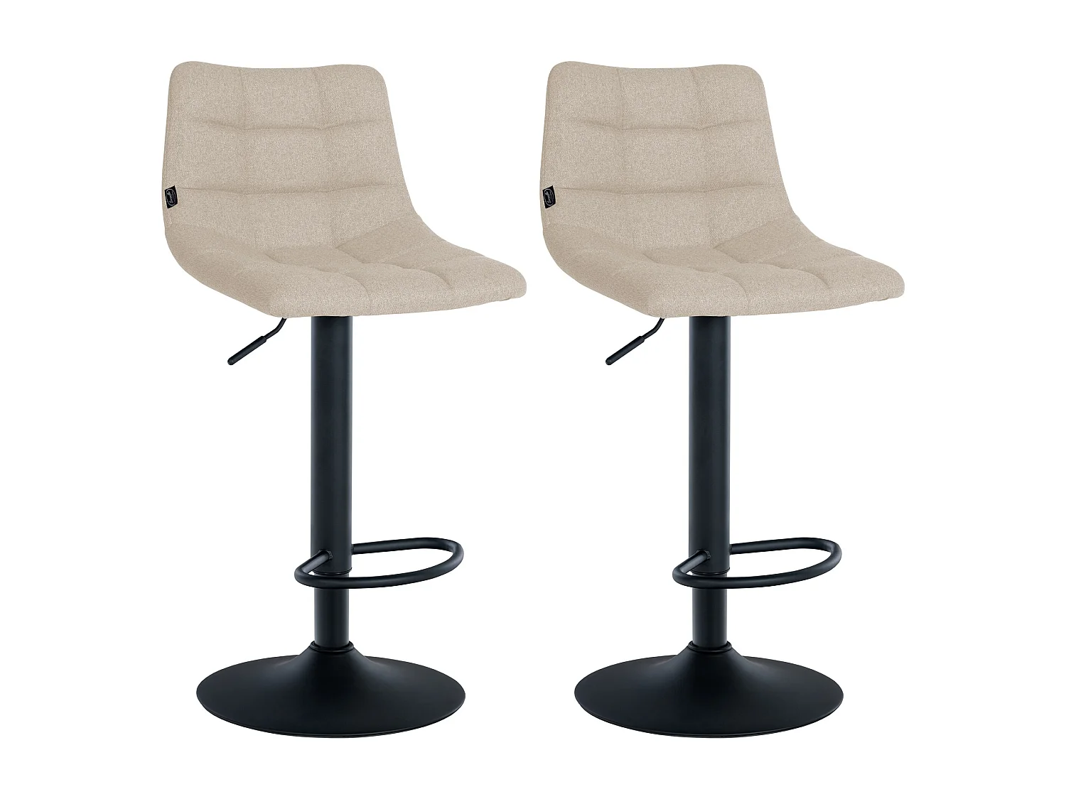 Lot de 2  Tabouret de bar - Tissu & Métal - Crème - Jerry