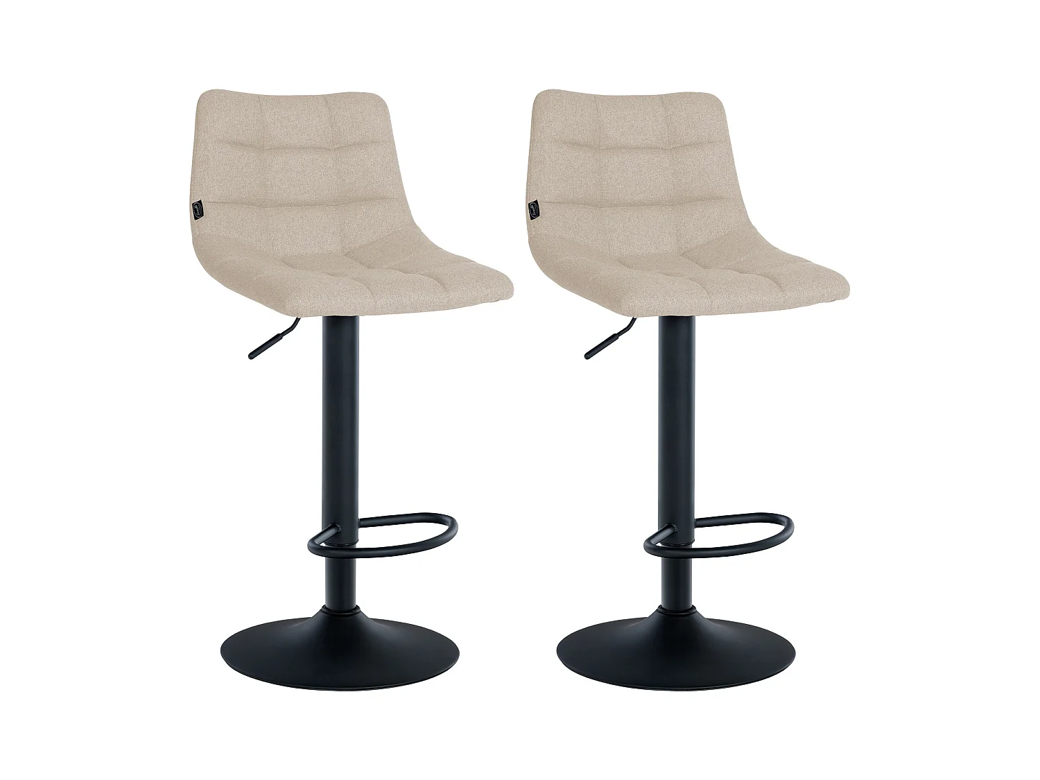Lot de 2  Tabouret de bar - Tissu & Métal - Crème - Jerry