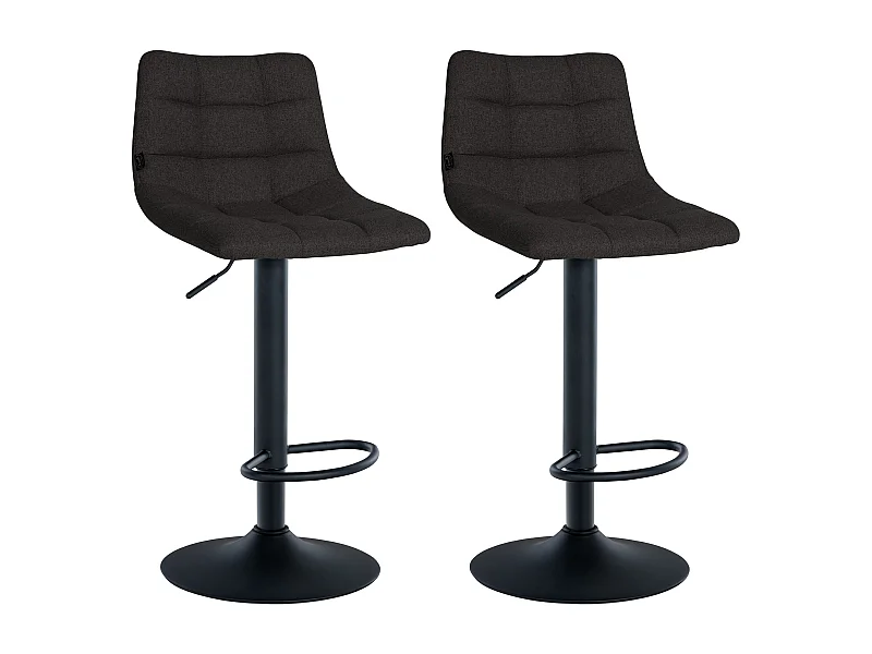 Lot de 2  Tabouret de bar - Tissu & Métal - Noir - Jerry