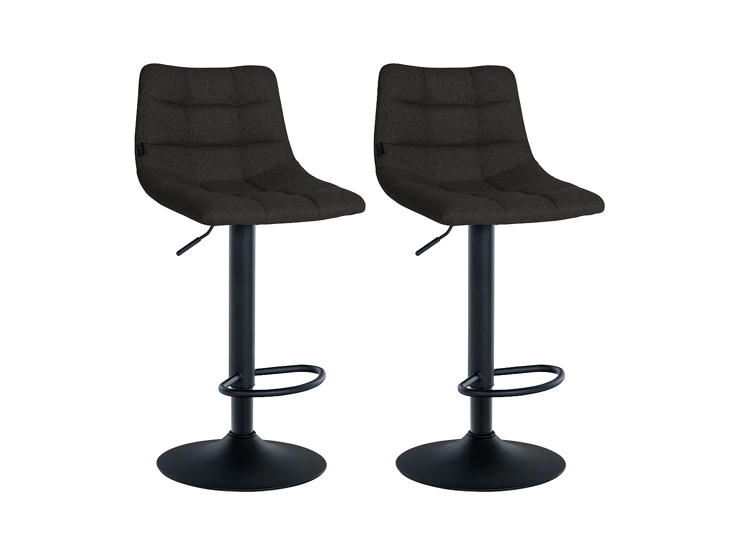Lot de 2  Tabouret de bar - Tissu & Métal - Noir - Jerry