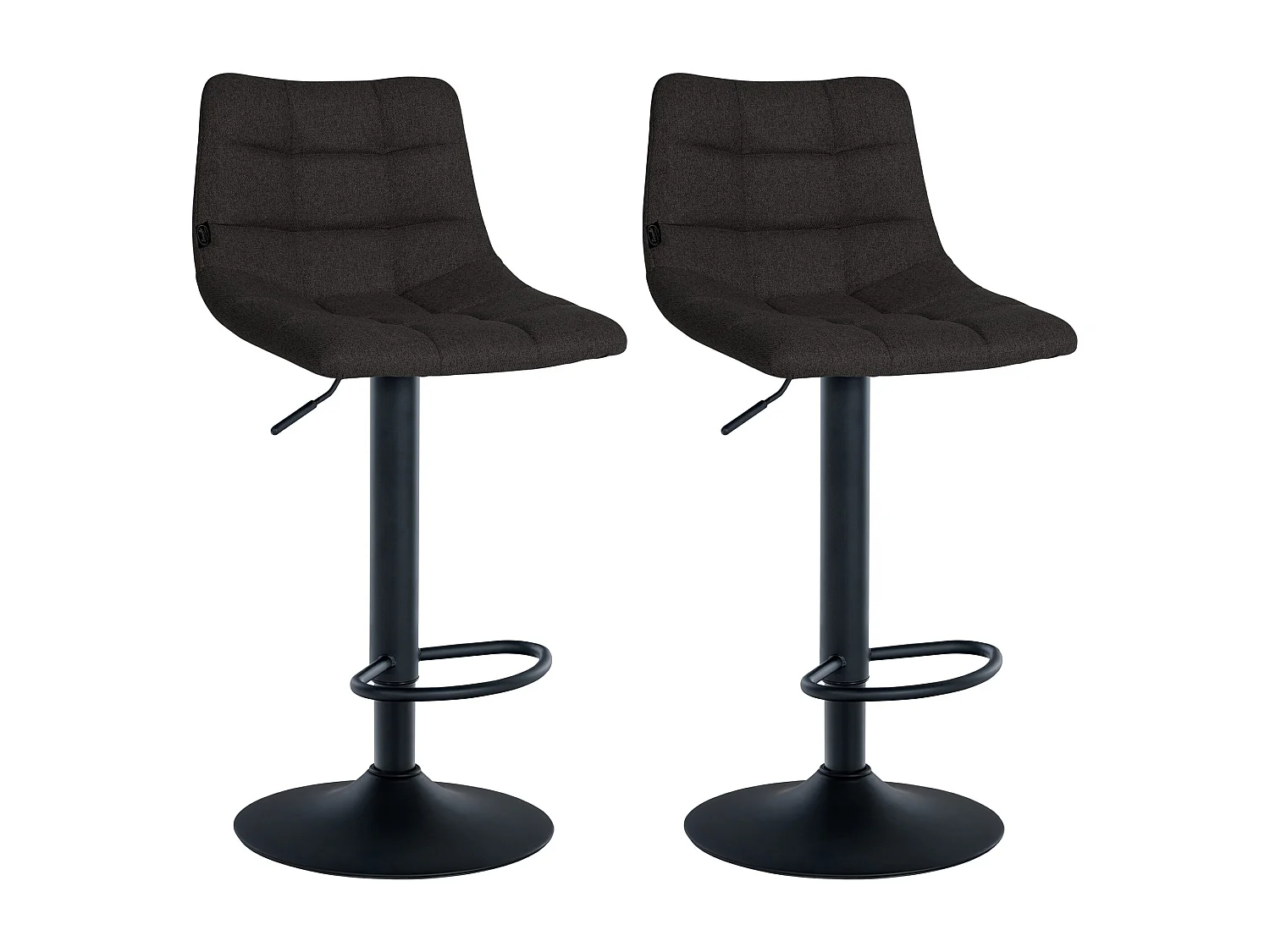 Lot de 2  Tabouret de bar - Tissu & Métal - Noir - Jerry