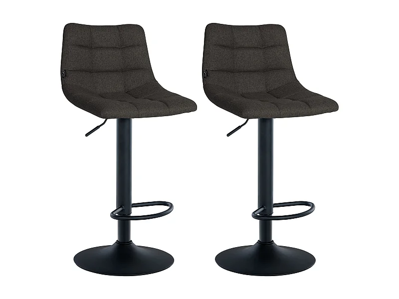 Lot de 2  Tabouret de bar - Tissu & Métal - Gris foncé - Jerry