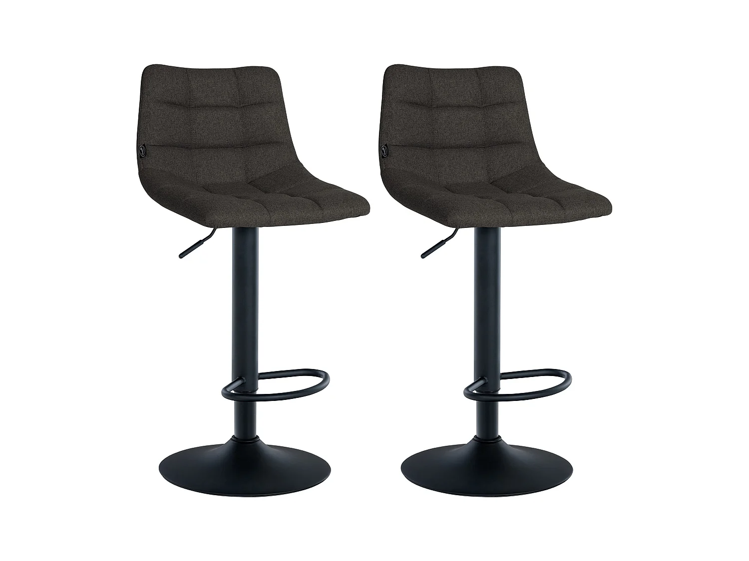 Lot de 2  Tabouret de bar - Tissu & Métal - Gris foncé - Jerry