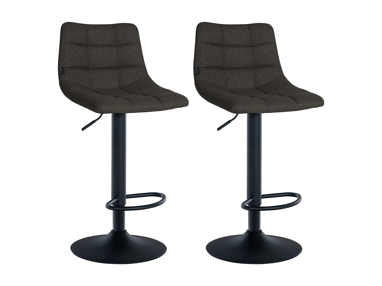 Lot de 2  Tabouret de bar - Tissu & Métal - Gris foncé - Jerry