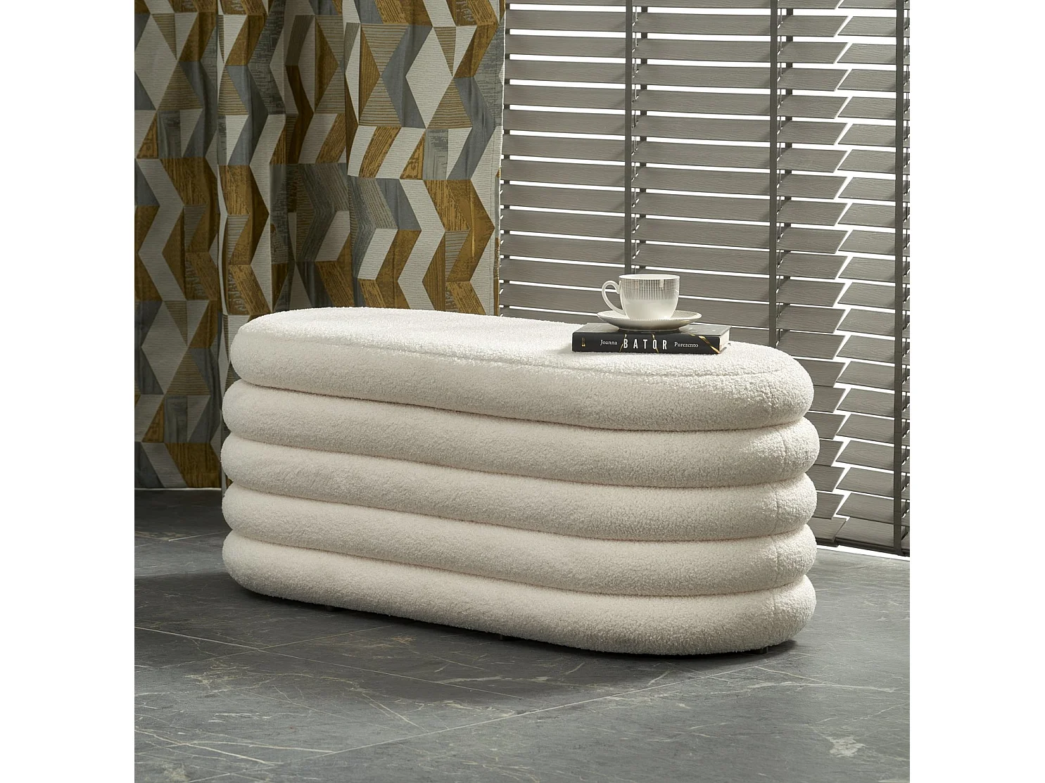 Banc Bliss/Tissu-Bouclé/Beige