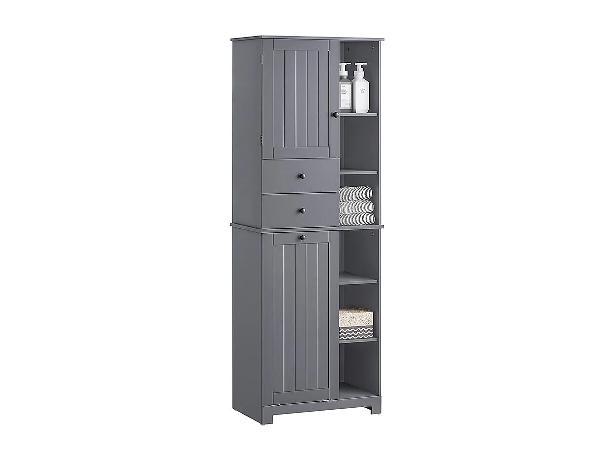 SoBuy BZR104-DG Meuble Colonne avec 2 Portes et 2 Tiroirs