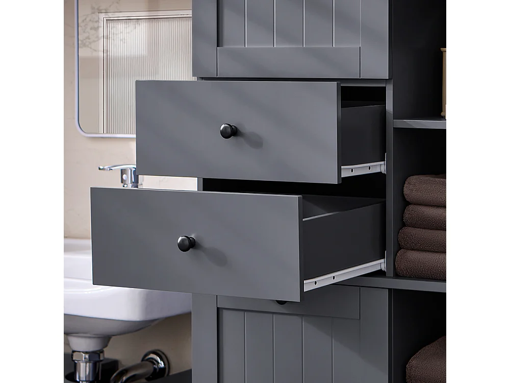 SoBuy BZR104-DG Meuble Colonne avec 2 Portes et 2 Tiroirs