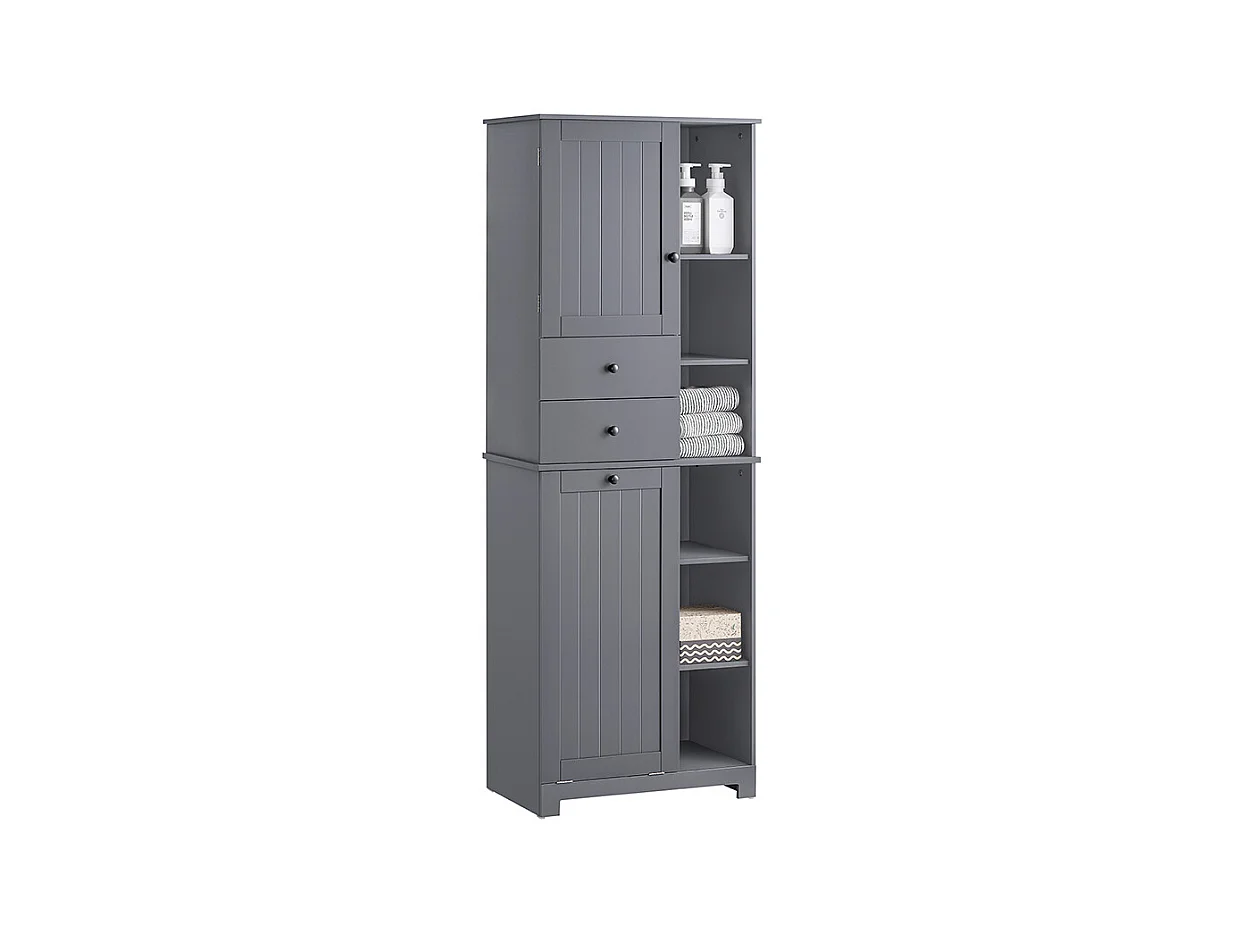 SoBuy BZR104-DG Meuble Colonne avec 2 Portes et 2 Tiroirs