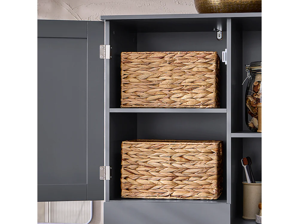 Armario Alto de Baño con Cesto para Ropa Sucia Mueble Columna Multifuncional BZR104-DG SoBuy ES