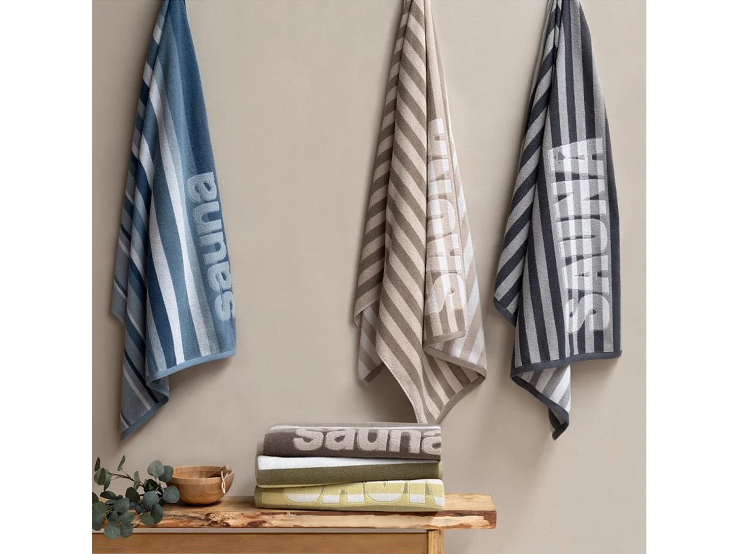 Drap de bain 85x200 cm collection SAUNA EFFICIENCE majuscule gris