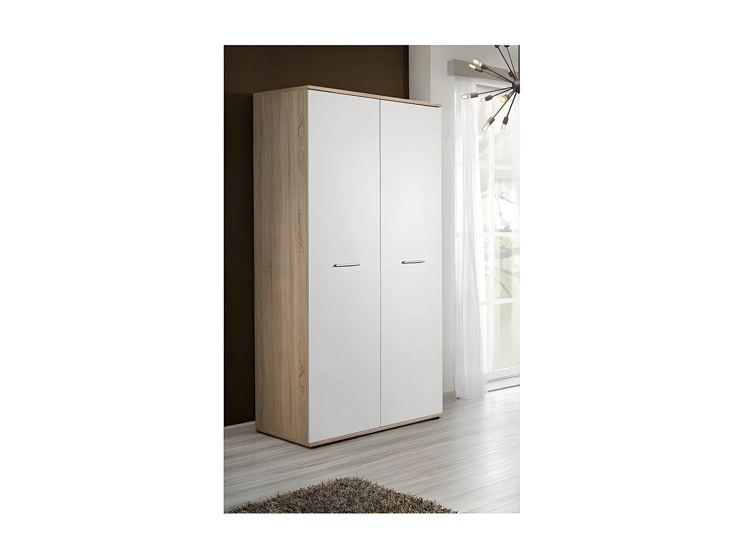 Armoire 2 Portes "Dino" 191cm Blanc & Chêne