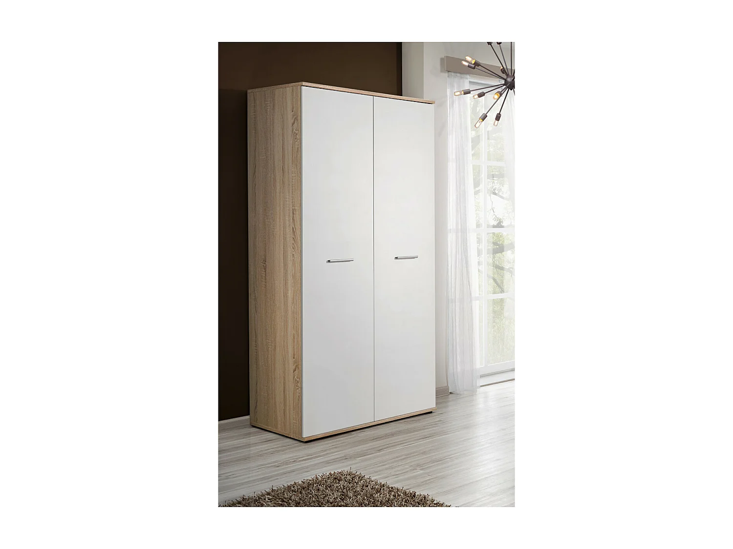 Armoire 2 Portes "Dino" 191cm Blanc & Chêne