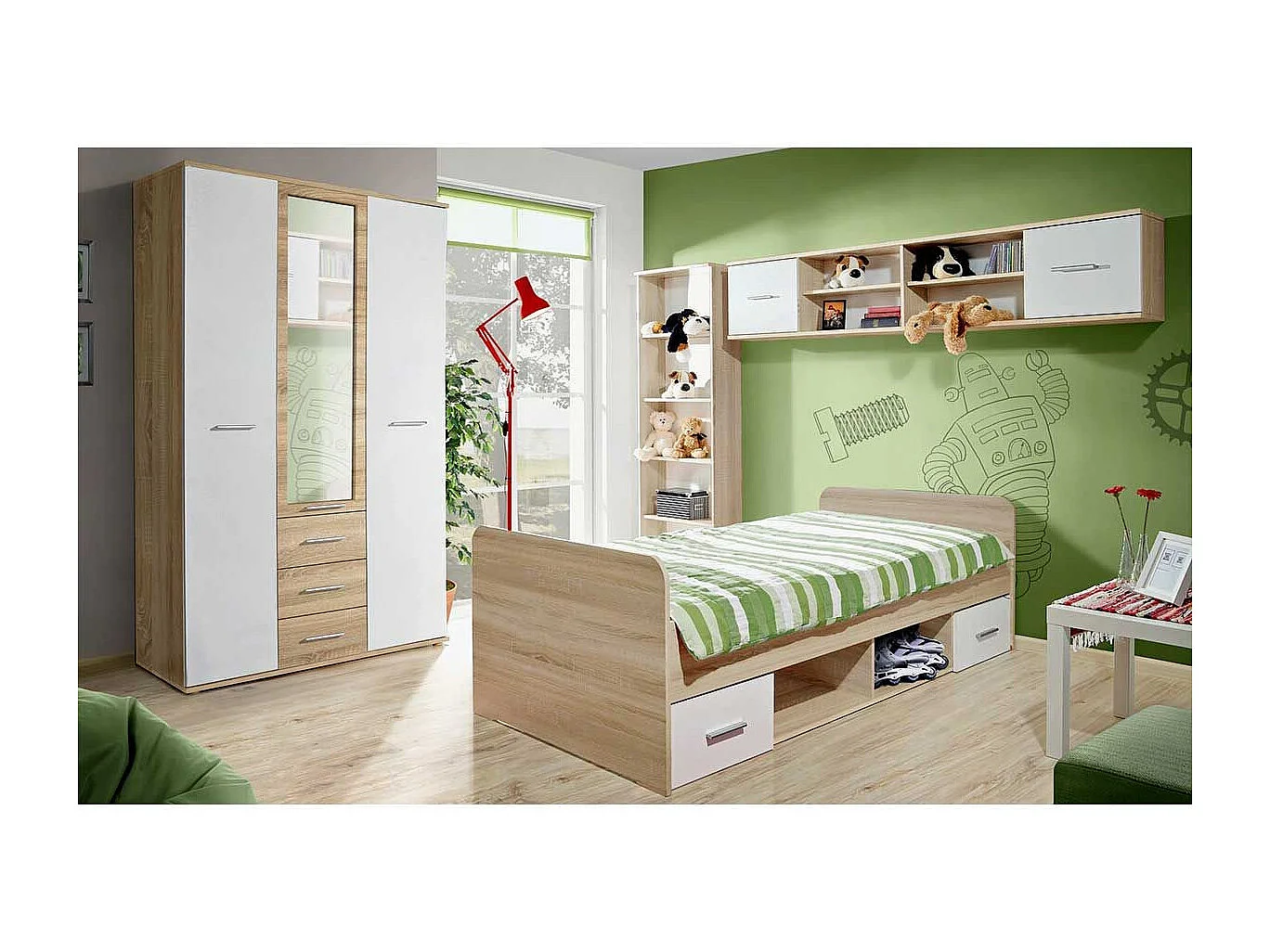 Szafa DINO 2D dąb/biała