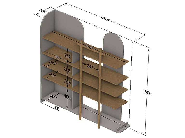 Wood Luck Bloom bookcase - Cashmere and wood
