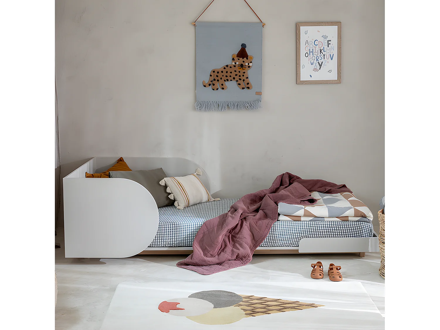 Lit évolutif 90x200 sommier inclus Bloom - Cachemire et Bois