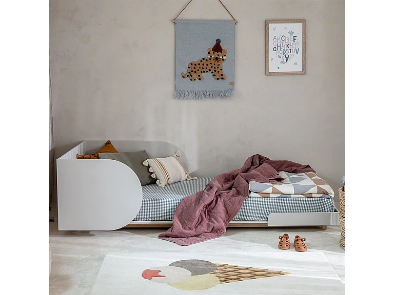 Lit évolutif 90x200 sommier inclus Bloom - Cachemire et Bois